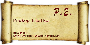 Prokop Etelka névjegykártya